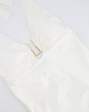 Melissa Odabash White Halterneck Swimsuit with Gold Detail IT 42 (UK 10)