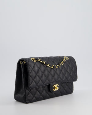 *HOT* Chanel Medium Black Classic Double Flap Bag in Caviar Leather with Gold Hardware