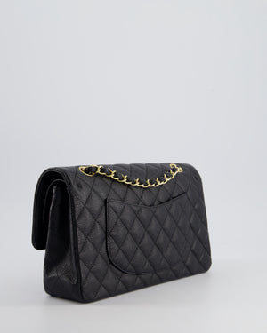 *HOT* Chanel Medium Black Classic Double Flap Bag in Caviar Leather with Gold Hardware