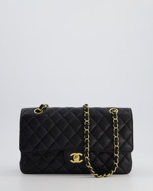 *HOT* Chanel Medium Black Classic Double Flap Bag in Caviar Leather with Gold Hardware