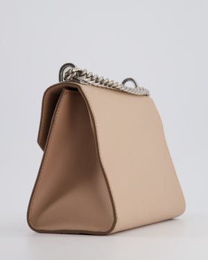 Prada Cipria Small Monochrome Envelope Flap Chain Shoulder Bag in Saffiano Cuir Calfskin with Brushed Silver Hardware