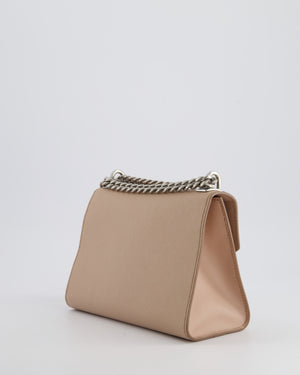 Prada Cipria Small Monochrome Envelope Flap Chain Shoulder Bag in Saffiano Cuir Calfskin with Brushed Silver Hardware