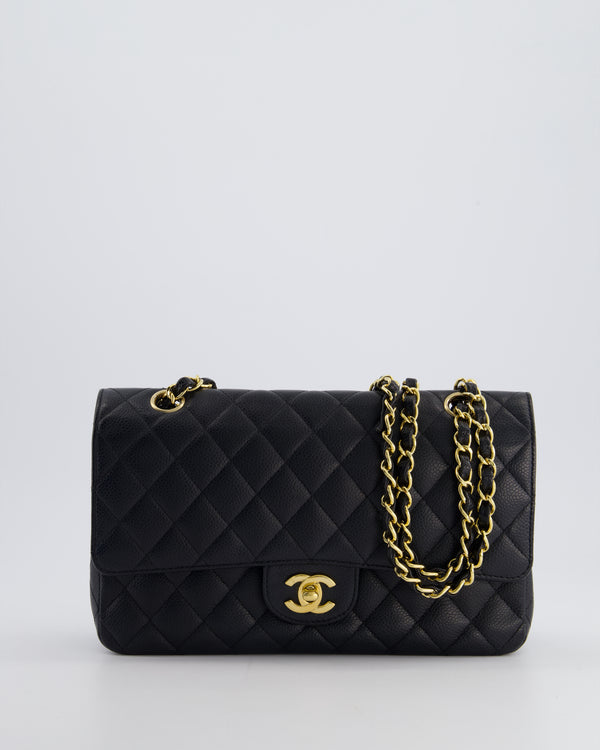 *RARE* Chanel Vintage Black Medium Classic Double Flap Bag in Caviar Leather with Gold Hardware