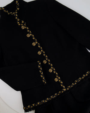 Chanel Black Sleeveless Tweed Dress and Jacket Set with Embellished Button Details Size FR 40/44 (UK 12/16)