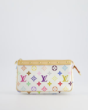 *NEW* Louis Vuitton X Takashi Murakami White Pochette Accessories Bag in Coated Canvas 
Calfskin Leather with Silver Hardware