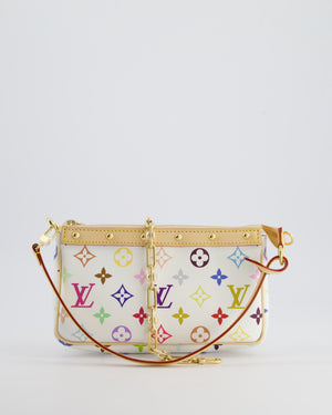 *NEW* Louis Vuitton X Takashi Murakami White Pochette Accessories Bag in Coated Canvas 
Calfskin Leather with Silver Hardware