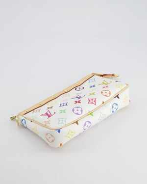 *NEW* Louis Vuitton X Takashi Murakami White Pochette Accessories Bag in Coated Canvas 
Calfskin Leather with Silver Hardware