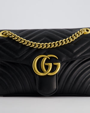 Gucci Black Leather Matelasse Marmont Bag with Gold Hardware