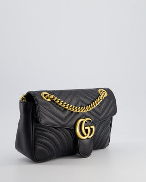 Gucci Black Leather Matelasse Marmont Bag with Gold Hardware