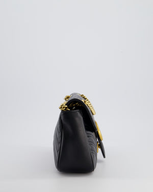 Gucci Black Leather Matelasse Marmont Bag with Gold Hardware