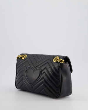 Gucci Black Leather Matelasse Marmont Bag with Gold Hardware