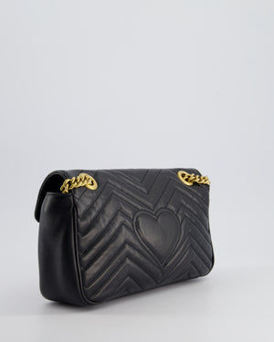 Gucci Black Leather Matelasse Marmont Bag with Gold Hardware