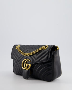 Gucci Black Leather Matelasse Marmont Bag with Gold Hardware