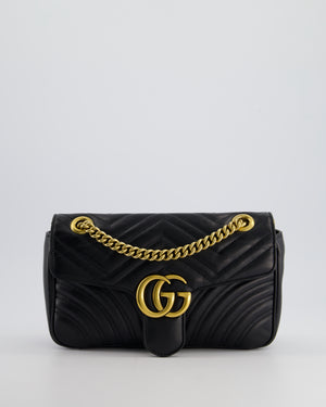 Gucci Black Leather Matelasse Marmont Bag with Gold Hardware