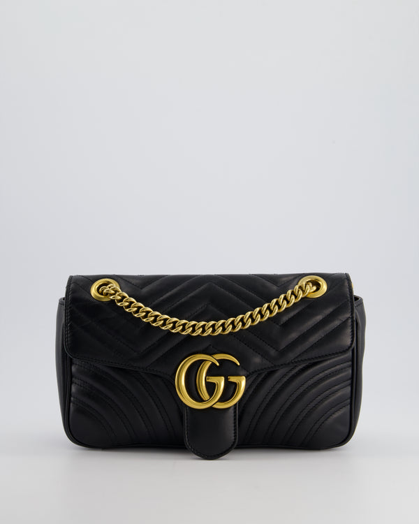 Gucci Black Leather Matelasse Marmont Bag with Gold Hardware