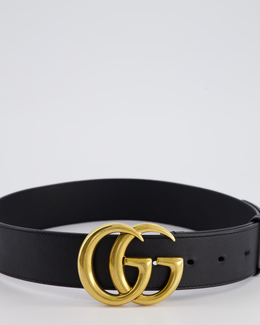 Gucci Black GG Logo Marmont Leather Belt Size 70cm