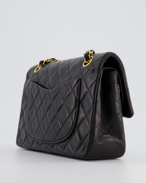 Chanel Black Vintage Classic Small Double Flap Bag in Lambskin Leather with 24K Gold Hardware