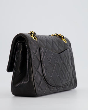 Chanel Black Vintage Classic Small Double Flap Bag in Lambskin Leather with 24K Gold Hardware