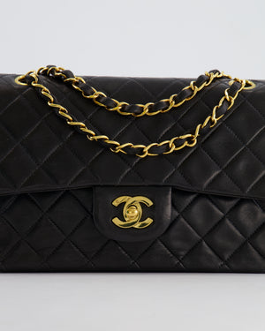 Chanel Black Vintage Classic Small Double Flap Bag in Lambskin Leather with 24K Gold Hardware