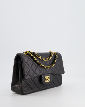 Chanel Black Vintage Classic Small Double Flap Bag in Lambskin Leather with 24K Gold Hardware