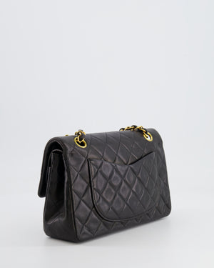 Chanel Black Vintage Classic Small Double Flap Bag in Lambskin Leather with 24K Gold Hardware