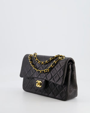 Chanel Black Vintage Classic Small Double Flap Bag in Lambskin Leather with 24K Gold Hardware