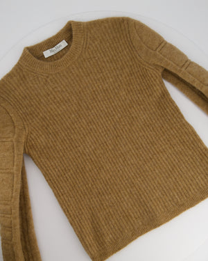 Max Mara Brown Long Sleeve Jumper with Padded Arm Detail Size S (UK 8)