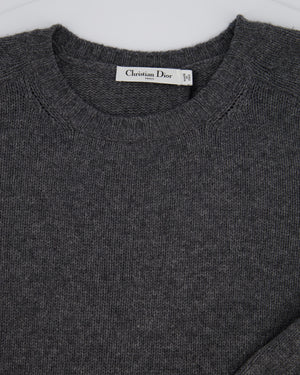 Christian Dior Grey Cashmere Long Sleeve Jumper with Logo Detail Size FR 36 (UK 8)