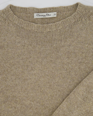 Christian Dior Beige Long Sleeve Cashmere Jumper with Bee Logo Detail Size FR 38 (UK 10)