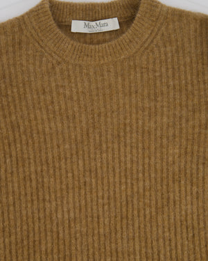 Max Mara Brown Long Sleeve Jumper with Padded Arm Detail Size S (UK 8)