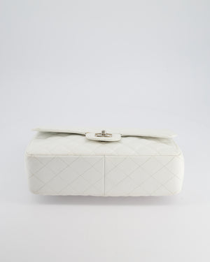 *SUPER FIRE PRICE* Chanel White Jumbo Classic Single Flap Bag in Caviar Leather with Silver Hardware