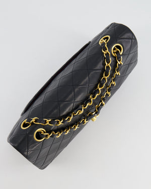 Chanel Vintage Black Medium Classic Double Flap Bag in Lambskin Leather with 24K Gold Hardware