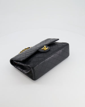 Chanel Vintage Black Medium Classic Double Flap Bag in Lambskin Leather with 24K Gold Hardware