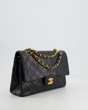 Chanel Vintage Black Medium Classic Double Flap Bag in Lambskin Leather with 24K Gold Hardware