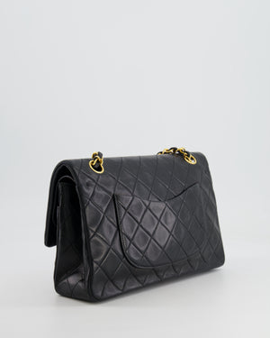 Chanel Vintage Black Medium Classic Double Flap Bag in Lambskin Leather with 24K Gold Hardware