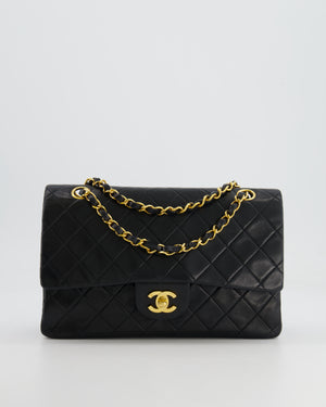 Chanel Vintage Black Medium Classic Double Flap Bag in Lambskin Leather with 24K Gold Hardware