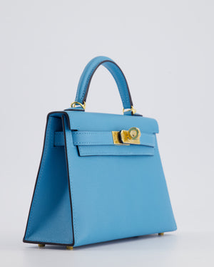 *SUPER HOT* Hermès Mini Kelly II 20cm in Bleu Du Nord Madame Leather with Gold Hardware