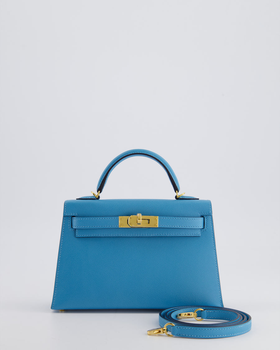 *SUPER HOT* Hermès Mini Kelly II 20cm in Bleu Du Nord Madame Leather with Gold Hardware