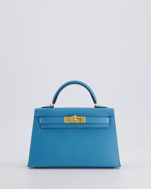 *SUPER HOT* Hermès Mini Kelly II 20cm in Bleu Du Nord Madame Leather with Gold Hardware