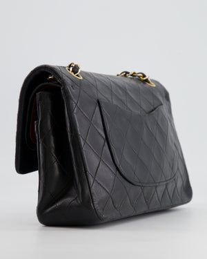 Chanel Vintage Black Medium Classic Double Flap Bag in Lambskin Leather with 24K Gold Hardware