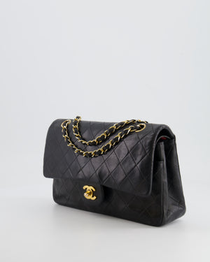 Chanel Vintage Black Medium Classic Double Flap Bag in Lambskin Leather with 24K Gold Hardware