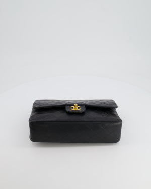 Chanel Vintage Black Medium Classic Double Flap Bag in Lambskin Leather with 24K Gold Hardware