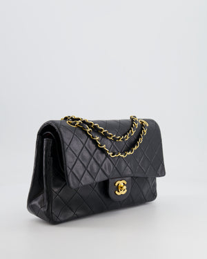 Chanel Vintage Black Medium Classic Double Flap Bag in Lambskin Leather with 24K Gold Hardware