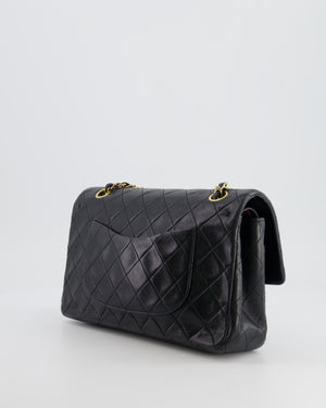 Chanel Vintage Black Medium Classic Double Flap Bag in Lambskin Leather with 24K Gold Hardware