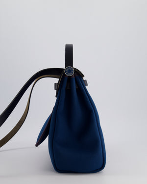 Hermès Herbag Zip Retourne 31 in Blue Indigo Toile Militaire Canvas, Deep Blue Vache Hunter Leather with Palladium Hardware