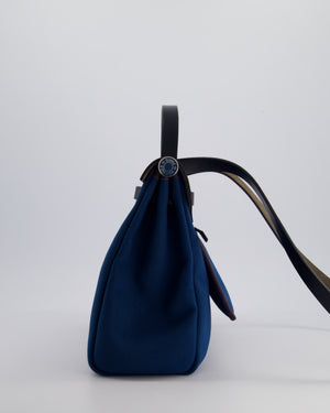 Hermès Herbag Zip Retourne 31 in Blue Indigo Toile Militaire Canvas, Deep Blue Vache Hunter Leather with Palladium Hardware