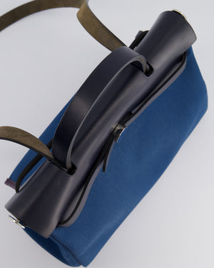 Hermès Herbag Zip Retourne 31 in Blue Indigo Toile Militaire Canvas, Deep Blue Vache Hunter Leather with Palladium Hardware