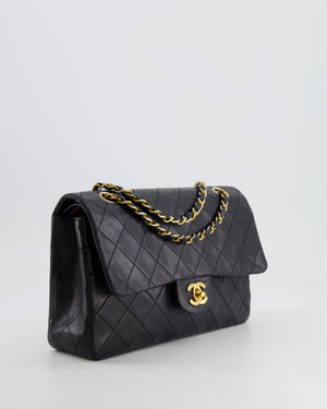 Chanel Vintage Black Medium Classic Double Flap Bag in Lambskin Leather with 24K Gold Hardware