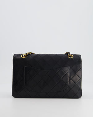 Chanel Vintage Black Medium Classic Double Flap Bag in Lambskin Leather with 24K Gold Hardware