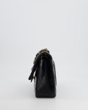 Chanel Vintage Black Medium Classic Double Flap Bag in Lambskin Leather with 24K Gold Hardware